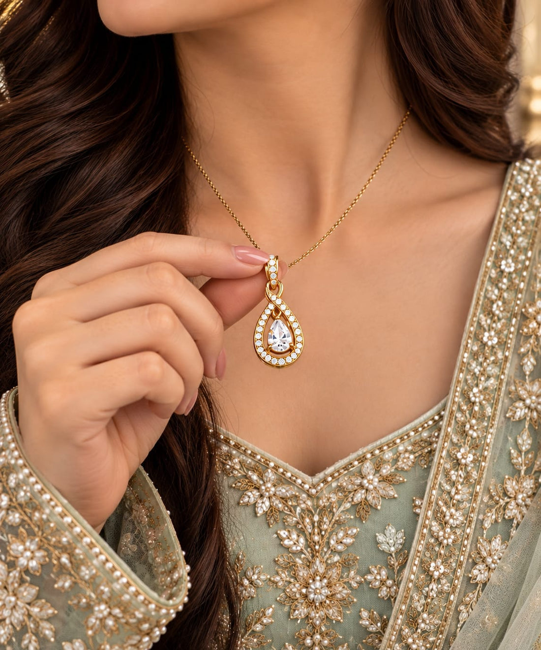 Infinity Teardrop Pendant Necklace